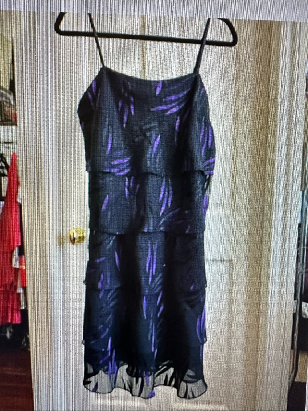 Black Layered Spaghetti Strap Dress with Purple Accents